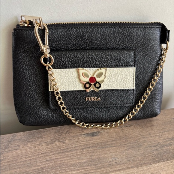 Furla Black and White Clutch with Butterfly Accent - Picture 1 of 6